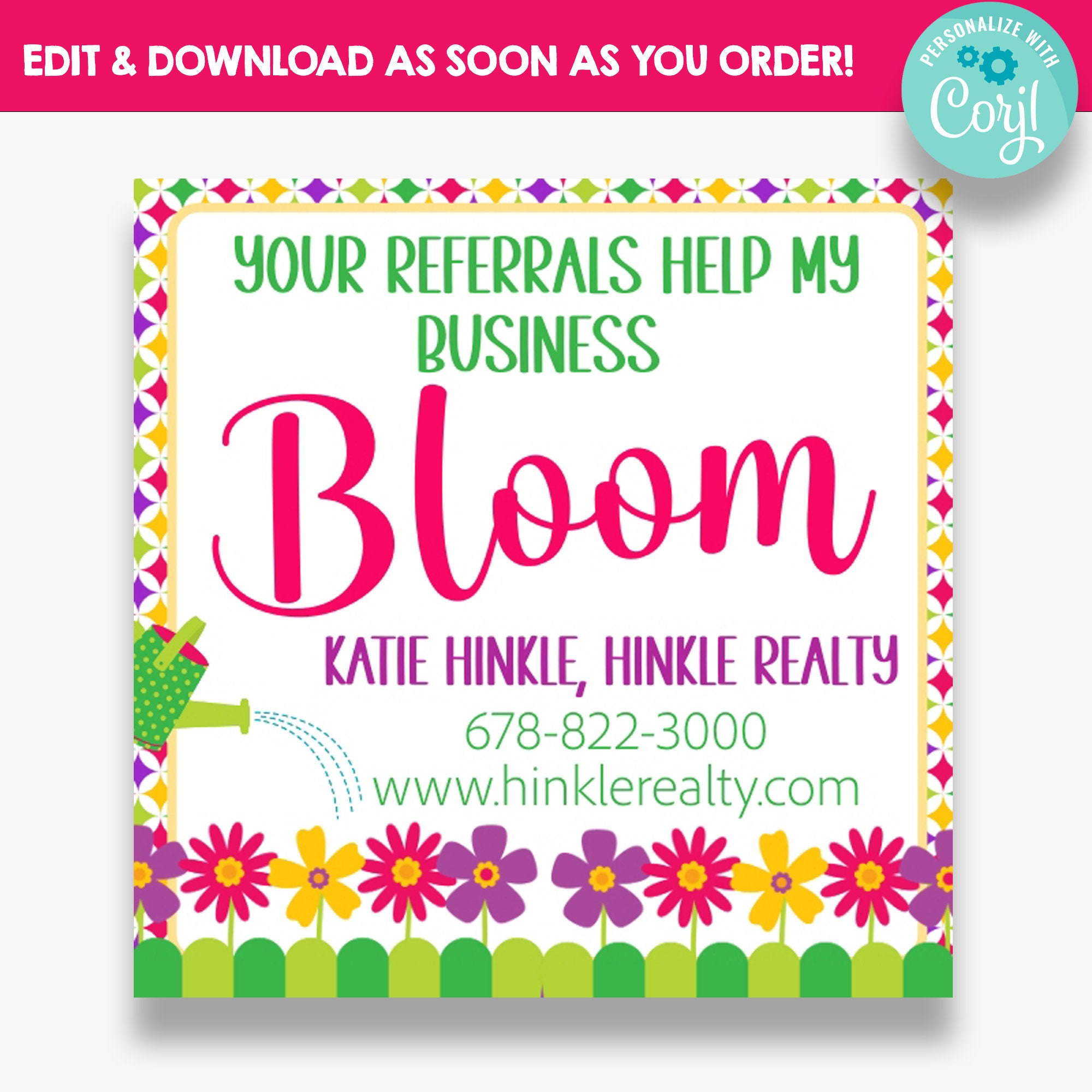 EDITABLE Your Referrals Help my Business to Bloom Client Thank You Tags | Spring Marketing Gift Tags | Customer Appreciation