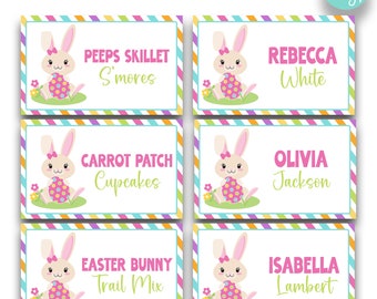 EDITABLE Easter Food Tents | Easter Bunny Place Cards | Easter Party Food Labels | Easter Table Setting | Easter Party Printable Food Sign