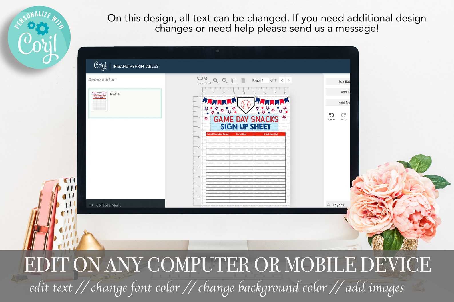 EDITABLE Baseball Snack Sign up Sheet Game Day Snacks Sign Etsy