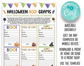 EDITABLE Boogram Halloween Candy Gram Flyer | Halloween School Fundraiser Flyer | Boo Gram Printable