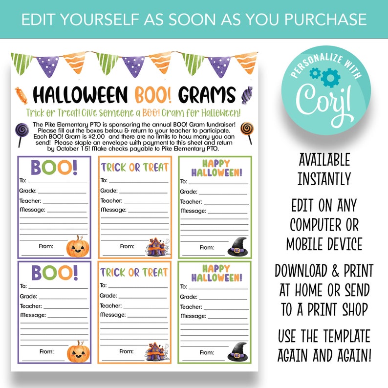 EDITABLE Boogram Halloween Candy Gram Flyer Halloween School Etsy EDITABLE Boogram Halloween Candy Gram Flyer Halloween School Etsy