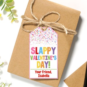 EDITABLE Slappy Valentine&#39;s Day Treat Bag Tags | Slap Bracelet Valentine Exchange Gift Tag | Printable Class Valentines