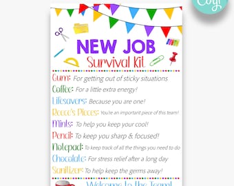 EDITABLE New Job Survival Kit Tag | New Job Gift Idea | Printable Appreciation Gift Tags | Welcome to the Team New Job Treat Tags