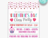 EDITABLE Class Valentine Party Flyer | School Valentine's Day Party Template | Printable Class Party Flyer | Class Valentine Exchange Flyer