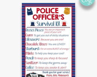 EDITABLE Police Survival Kit Tag | Police Officer Gift Idea | Police Care Package Gift Tags | Police Officer Appreciation Tags