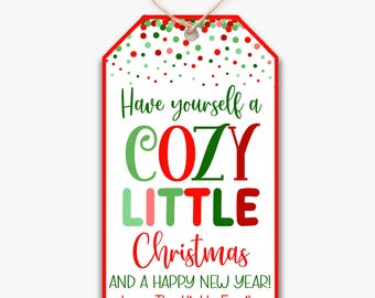 ÉTIQUETTES MODIFIABLES Offrez-vous un cadeau de Noël douillet | Sticker pour porte Étiquettes de Noël | Etiquettes cadeaux pour couvertures floues | Étiquettes Chaussettes Moufles
