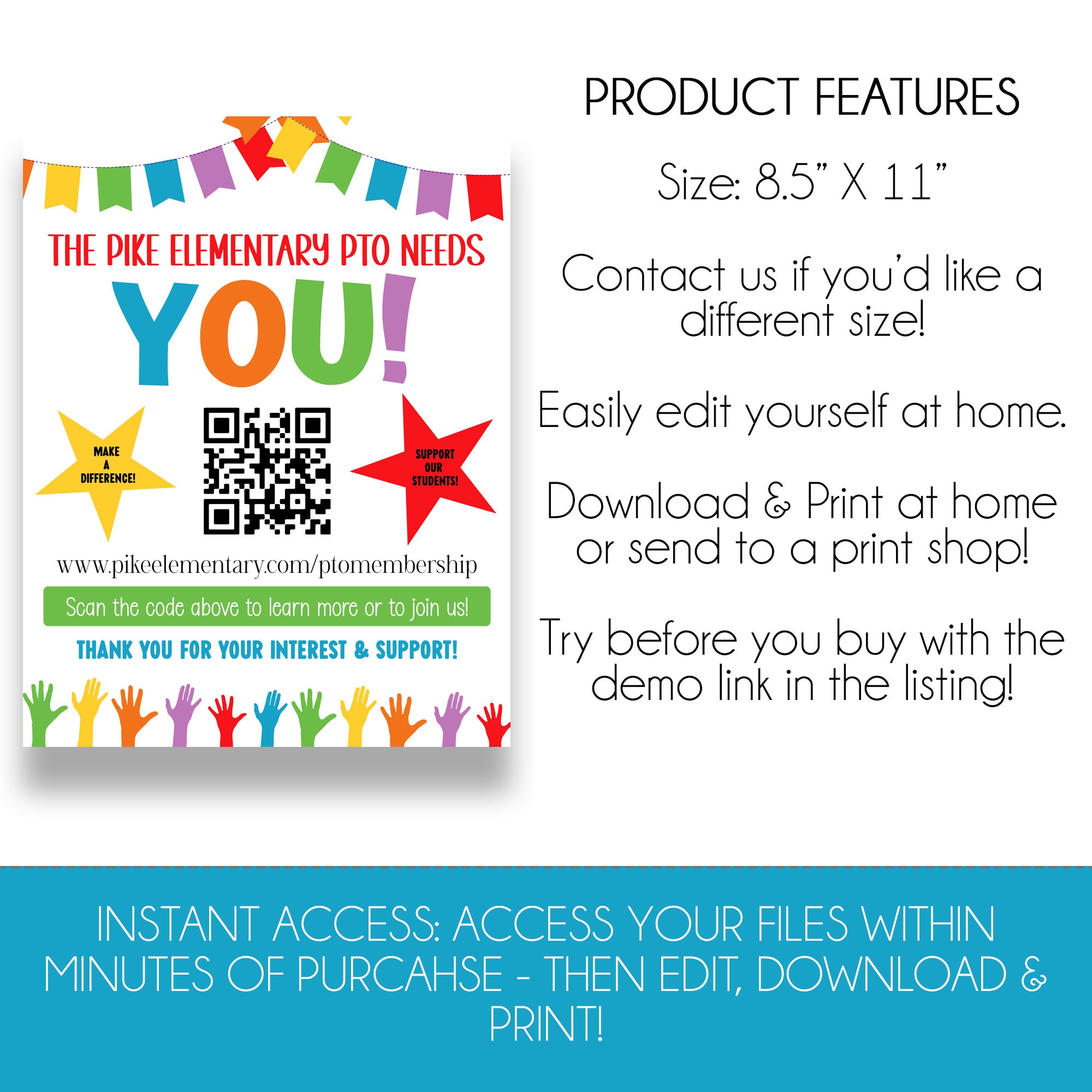 EDITABLE PTO Recruitment Flyer | the Pto Needs You Flyer With Website ...