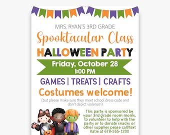 EDITABLE Halloween Class Party Flyer | School Halloween Party Newsletter | Printable Halloween Party Flyer