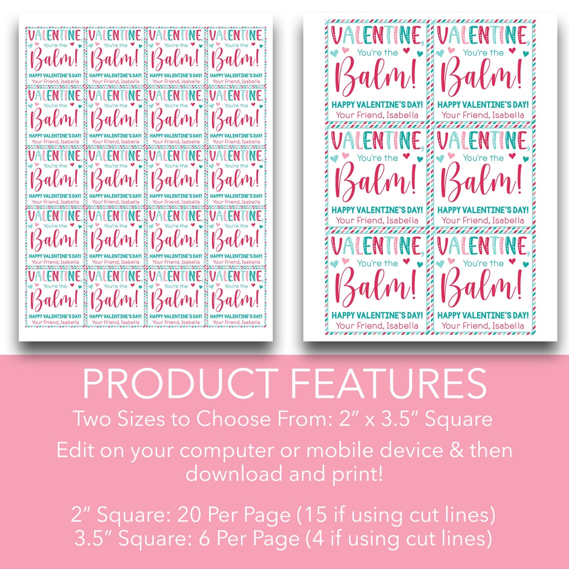 EDITABLE I You're the Balm Valentine's Day Treat Bag Tags | Kid's Lip ...