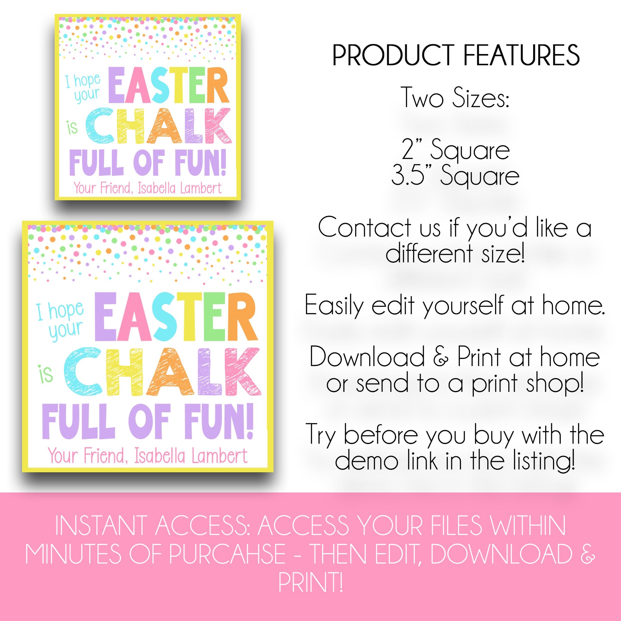 EDITABLE I Hope Your Easter is Chalk Full of Fun Easter Treat Bag Tags ...