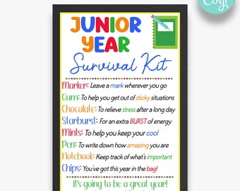 EDITABLE Junior Year Survival Kit Gift Tags | Back To School Student Treat Tags | Printable Survival Kit Tags for Students