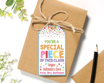EDITABLE You're A Special Piece Of This Class Kid's Valentine's Day Treat Tags | Puzzle Valentine Tags | Printable Class Valentines