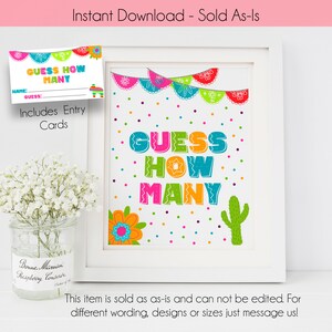 Fiesta Party Guess How Many Game Sign | Taco Guess How Many Shower Game Print | Printable Bridal Shower Game | Baby Shower Game | PS155