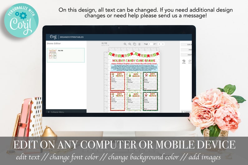EDITABLE Holiday Candy Gram Flyer Candy Cane Sale Flyer Etsy
