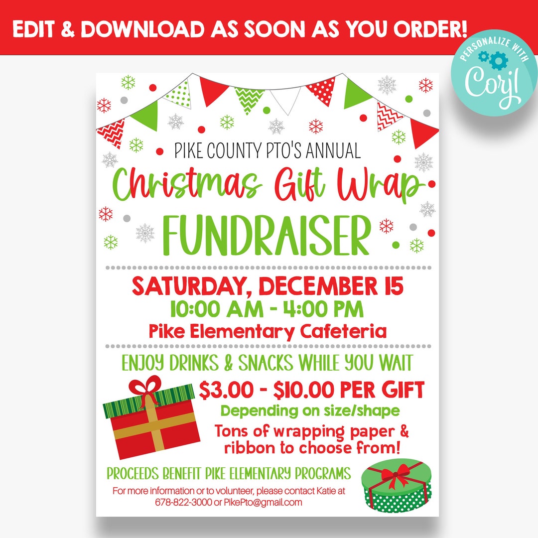 EDITABLE Christmas Gift Wrap Fundraiser Flyer Gift Wrap Fundraiser EDITABLE Christmas Gift Wrap Fundraiser Flyer Gift Wrap Fundraiser