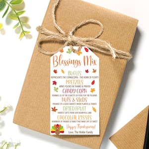 EDITABLE Thanksgiving Blessings Mix Gift Tags | Fall Blessing Mix Gift Tag | Thanksgiving Treat Bag Tag | Thanksgiving Appreciation Tags