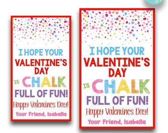 EDITABLE I Hope Your Valentine's Day Is Chalk Full Of Fun Treat Tags | Chalk Valentine's Day Tags | Printable Class Valentines | Two Sizes