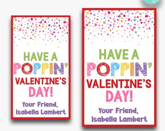 EDITABLE Have a Poppin' Valentine's Day Treat Tags | Pop Fidget Valentine Gift Tags | Printable Class Valentines | Non-Candy Valentine Tags