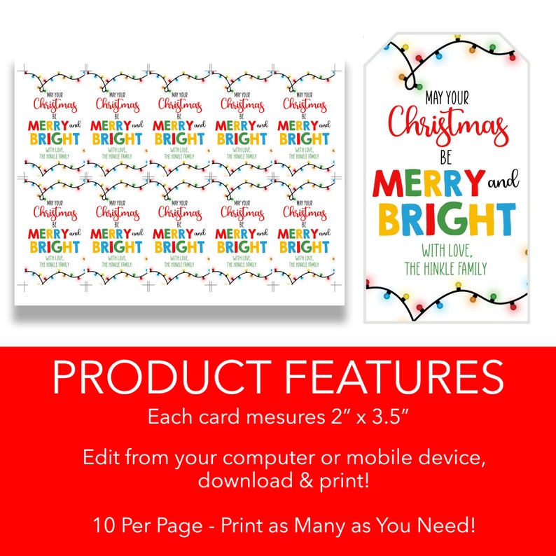 EDITABLE May Your Christmas Be Merry & Bright Gift Tag | Printable ...