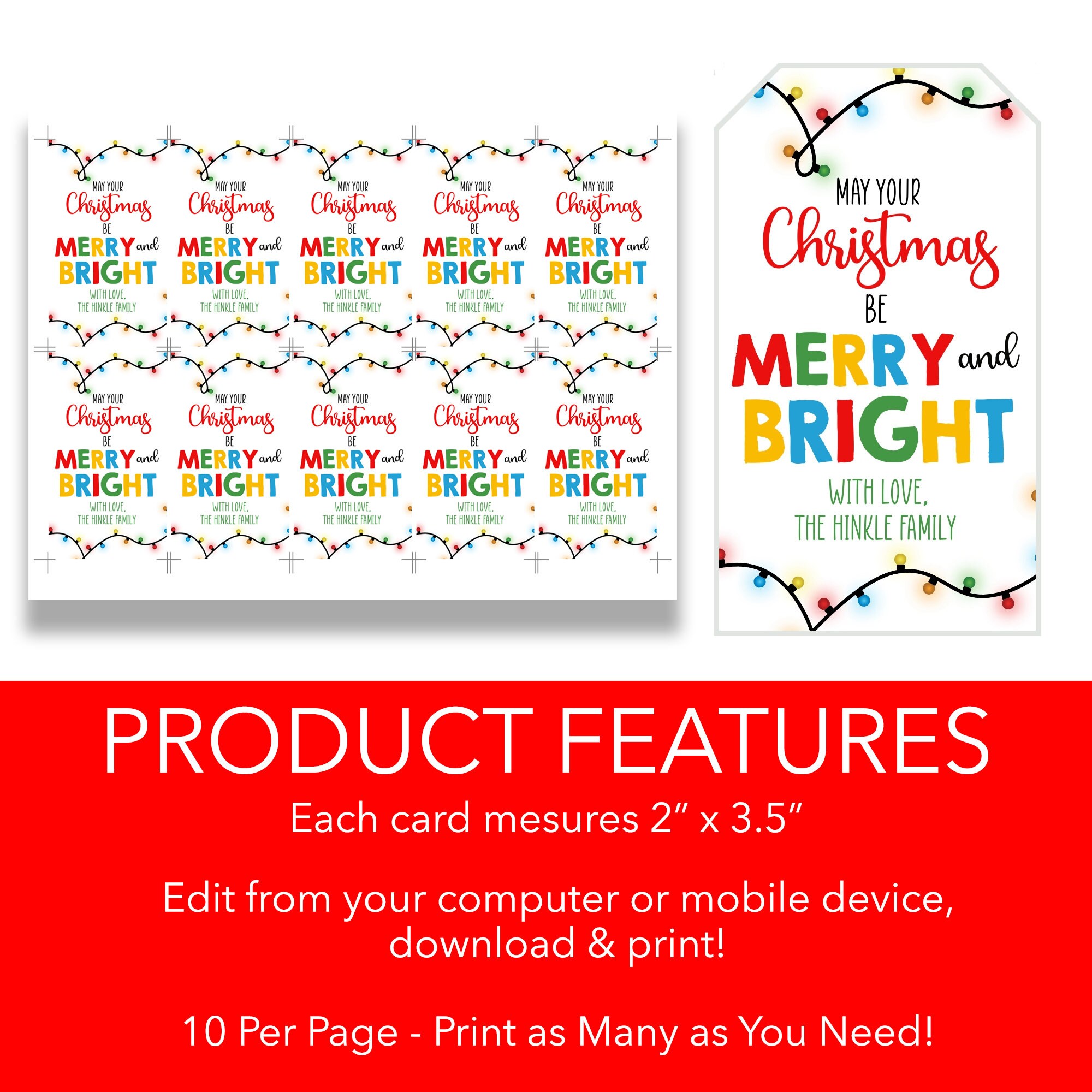 EDITABLE May Your Christmas Be Merry & Bright Gift Tag | Printable ...