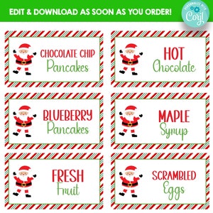 EDITABLE Santa Food Tent Labels | Santa Food Signs | Christmas Food Label Tents | Printable Christmas Themed Place Cards | Santa Place Cards
