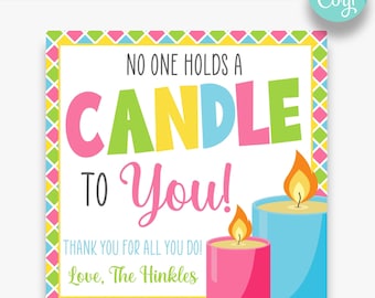 EDITABLE Nadie le sostiene una vela Etiquetas de regalo / Etiqueta de regalo de vela / Etiqueta de favor de vela imprimible