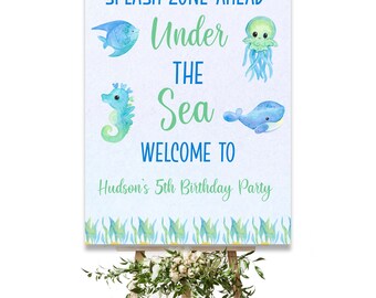Editable/Printable Under the Sea Birthday Party Welcome Sign | Ocean Themed Birthday Welcome Print | Ocean Animals Party Welcome | WS102