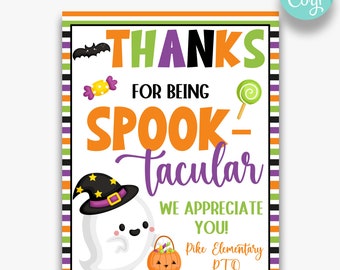 EDITIERBARE Dank für Sein Spook-Tacular Halloween Themed Appreciation Sign | Personal Wertschätzung Leckereien | Lehrer Wertschätzung Zeichen |