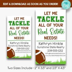 EDITABLE Let Me Tackle All Your Real Estate Needs Marketing Gift Tags | Real Estate Agent Client Treat Tags | Fall Football Pop By Tags