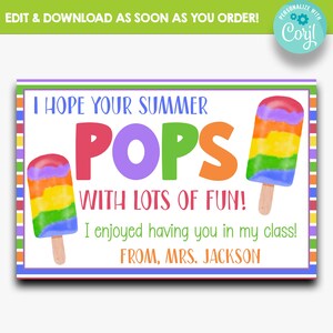 EDITÁVEL Espero que seu verão apareça com muito cartão postal divertido para estudantes | extremidade do Popsicle do professor Cartão Postal | Cartões postais para impressão