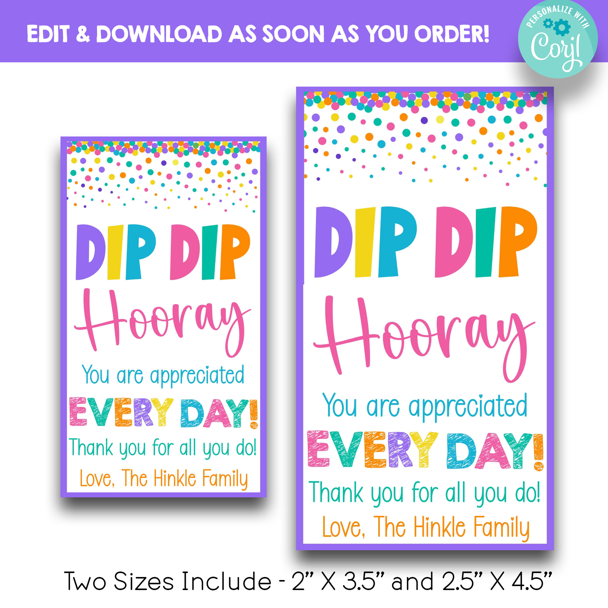 EDITABLE Pastel Dip Dip Hooray You Are Appreciated Every Day Appreciation Gift Tags | Chip & Dip Gift Basket Tag | Printable Dip Thank You - Etsy editable-pastel-dip-dip-hooray-you-are-appreciated-every-day-appreciation-gift-tags-chip-dip-gift-basket-tag-printable-dip-thank-you-etsy