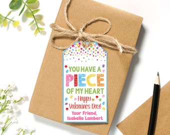 EDITABLE You Have a Piece of My Heart Valentine's Day Treat Tags | Puzzle Valentine Tags | Printable Class Valentines | Non-food Valentines