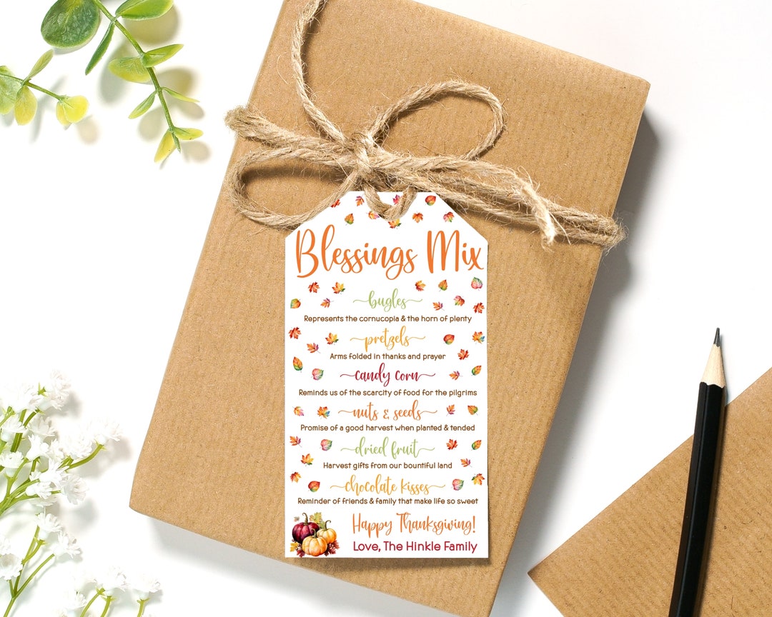 EDITABLE Watercolor Thanksgiving Blessings Mix Gift Tags | Fall ...