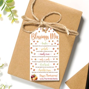 EDITABLE Watercolor Thanksgiving Blessings Mix Gift Tags | Fall Blessing Mix Gift Tag | Thanksgiving Treat Bag Tag | Thanksgiving Tags