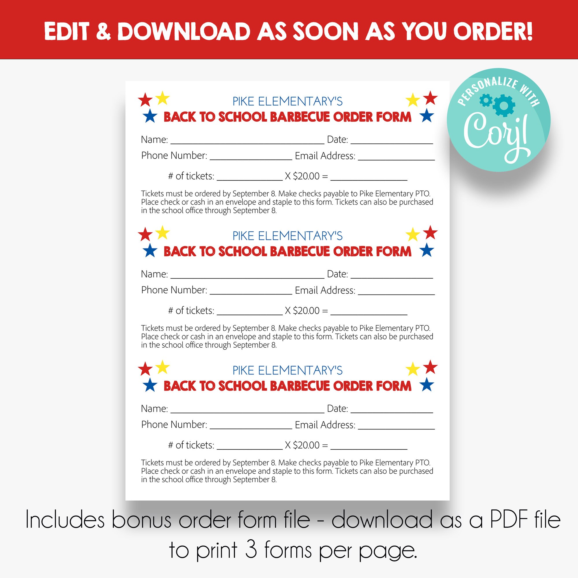 EDITABLE Back to School BBQ Flyer Barbecue Fundraiser Flyer - Etsy