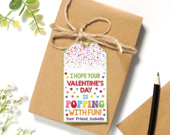EDITABLE I Hope Your Valentine's Day Is Popping With Fun Kid's Treat Tags | Valentine's Day  Gift Tags | Printable Class Valentines