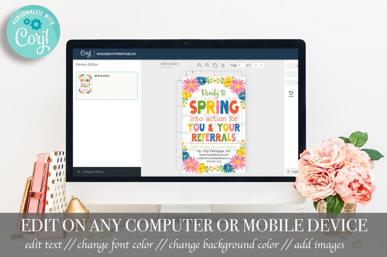 EDITABLE Ready to Spring Into Action for You & Your Referrals Marketing Tags Real Estate Mortgage Sales Referral Gift Tag Spring Flowers image 3