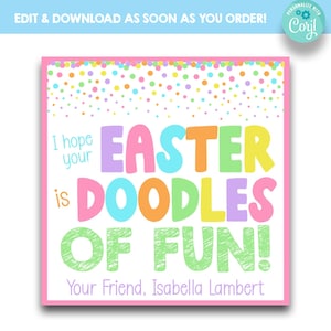BEWERKBAAR Ik hoop dat je Pasen Doodles van leuke paastraktaties is | Bag Tags | Tekenblok voor kinderen Pasen-bedankkaartjes | Kleurboek Paascadeaukaartjes
