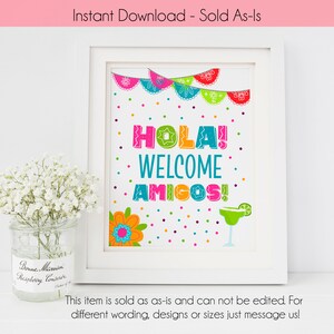 Fiesta Welcome Party Sign | Hola Welcome Amigos Sign | &#39;Taco Party Print | Fiesta Party Decorations | Fiesta Shower Welcome Sign | PS143