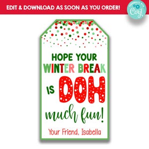 EDITABLE Play Dough Christmas Gift Tags | Hoping Your Winter Break is Doh Much Fun | Kid&#39;s Christmas Gift Tags | Holiday School Treat Tags