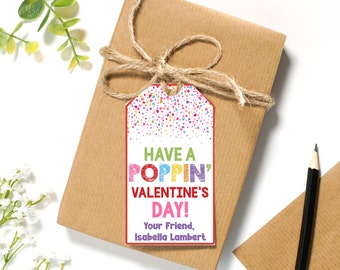 EDITABLE Have a Poppin' Valentine's Day Treat Bag Tags | Pop Fidget Valentine Favor Tags | Printable Class Valentine Cards