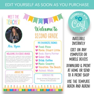 EDITABLE Pastel Meet the Teacher Flyer | Printable Back to School Teacher Newsletter
