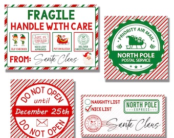 INSTANT DOWNLOAD | North Pole Christmas Shipping Labels | Santa Gift Tags | Elf Mail Labels | Santa Mail Labels | Last Minute Printable Tags