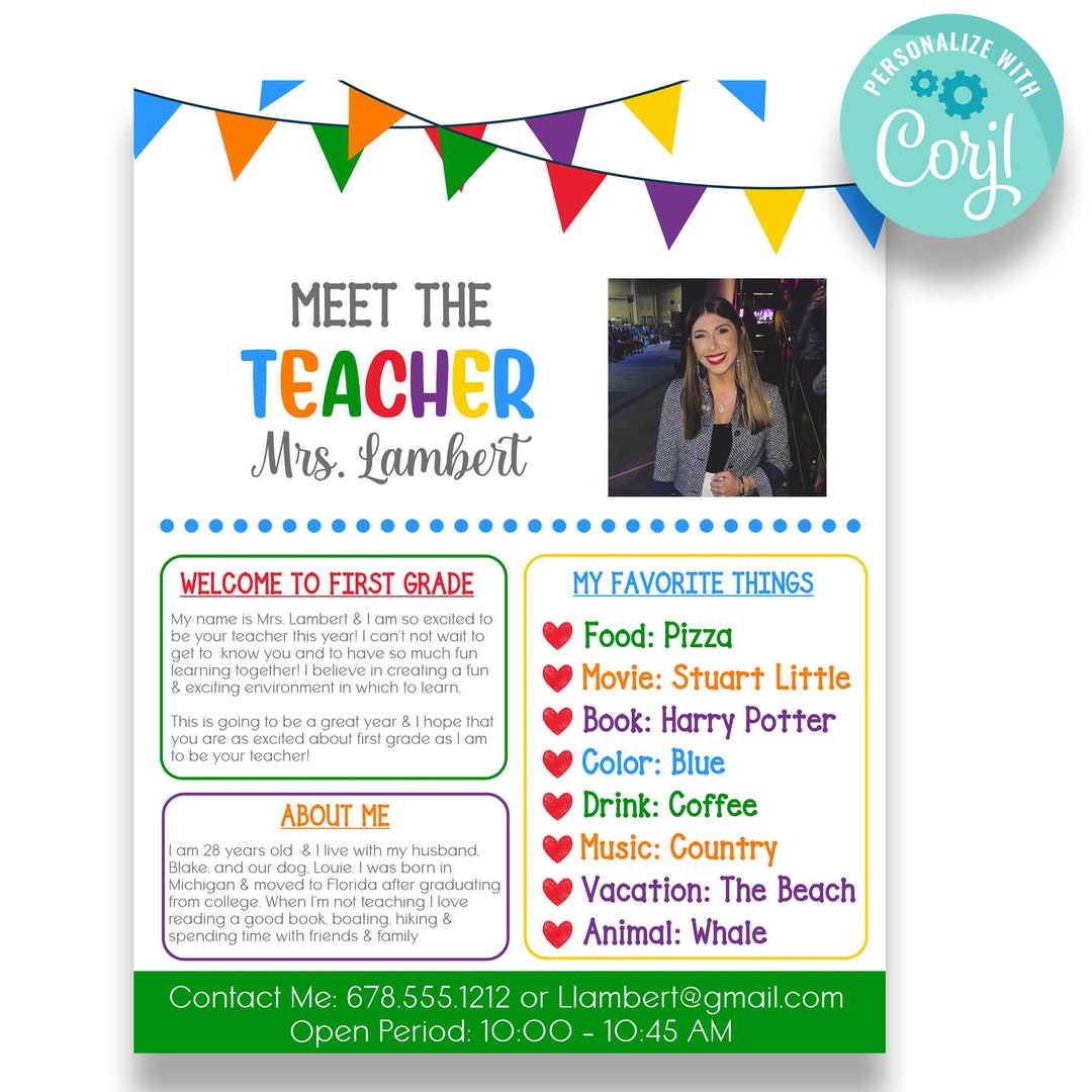 EDITABLE Meet the Teacher Template | Bright Meet the Teacher Back to ...
