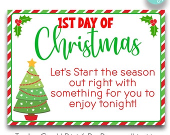 EDITABLE Twelve Days of Christmas Gift Tags | Twelve Days of Christmas Printable Cards | Kids Christmas Gift Tags | Christmas Treat Tags