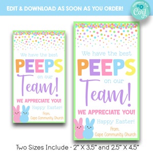 EDITABLE We Have The Best Peeps On Our Team Easter Appreciation Favor Tags | Peeps Easter Treat Tag | Printable Staff Thank You Tag