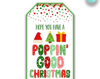 Etiquetas de regalo navideñas Poppin' Good EDITABLES / Etiquetas navideñas para niños / Etiquetas navideñas para golosinas Pop Fidget / Etiquetas de regalo navideñas para clases