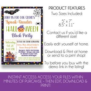 Editable Halloween Block Party Invitation | Halloween Block Party Flyer ...