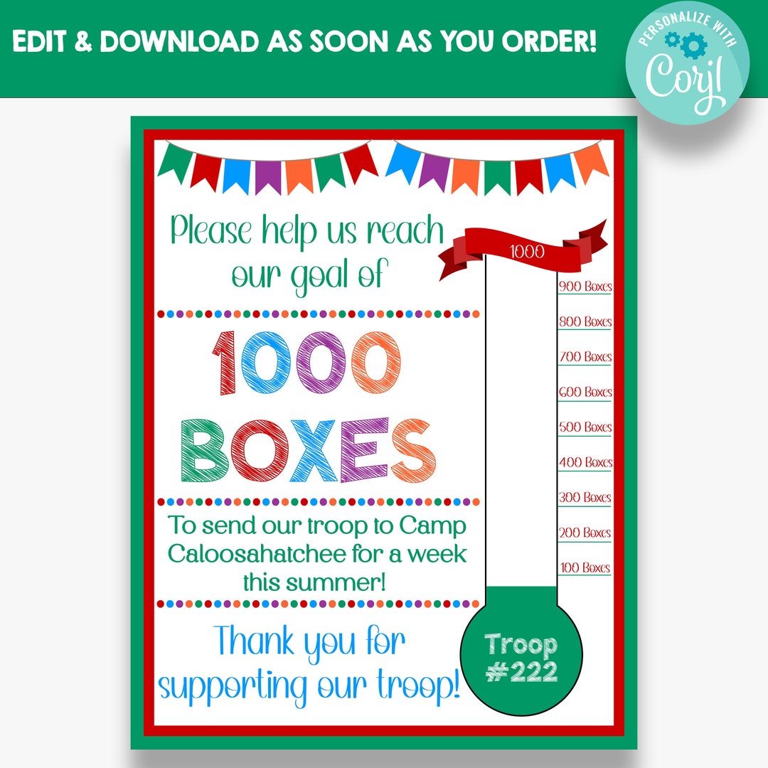 EDITABLE Cookie Sale Goal Sign Printable Cookie Booth Marketing Sign Cookie Sale Flyer