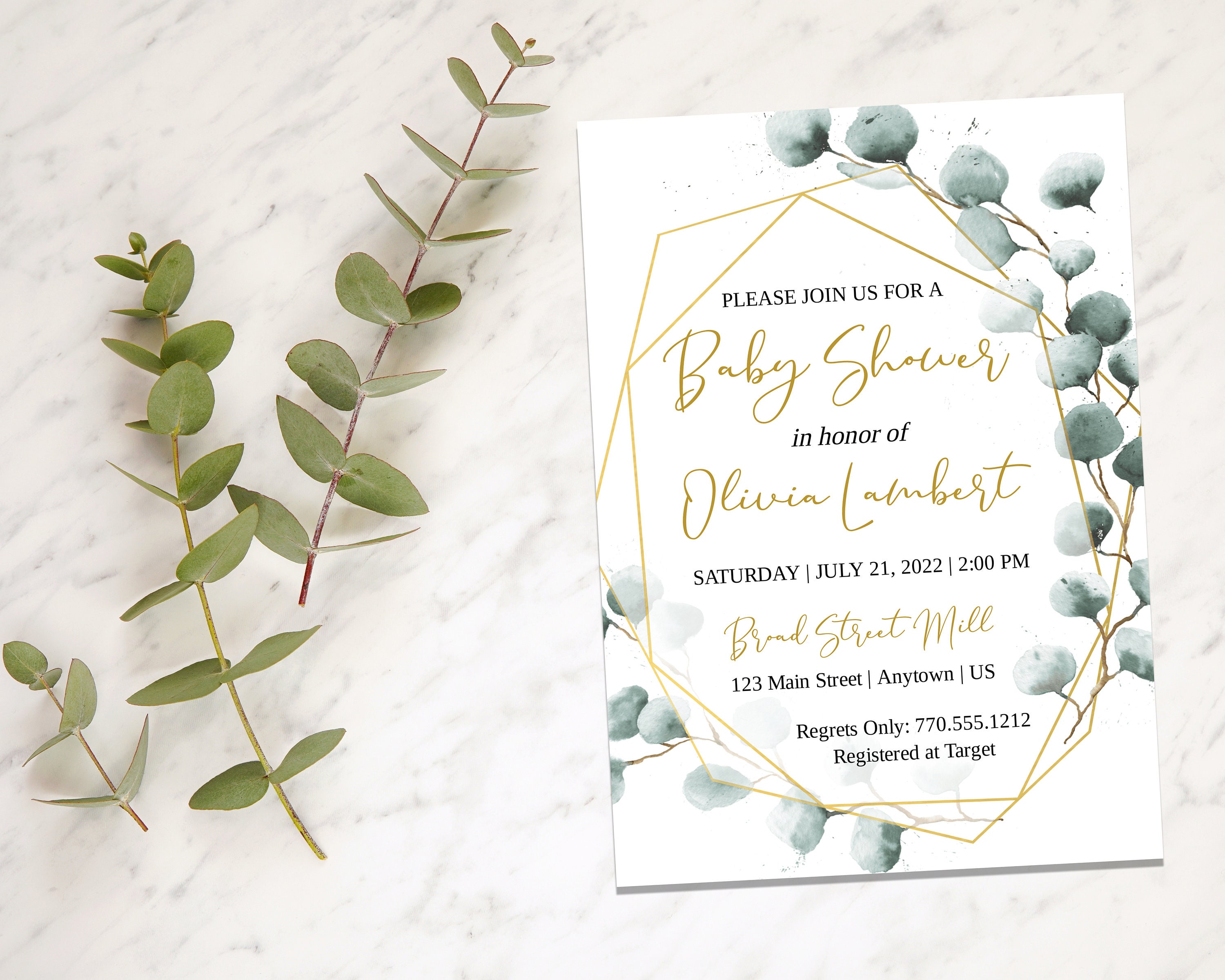 INSTANT DOWNLOAD Editable Eucalyptus Baby Shower Invitation Etsy UK